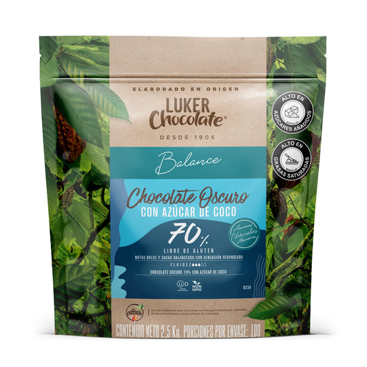 Chocolate Oscuro con Azúcar de Coco 70% X2.5Kg
