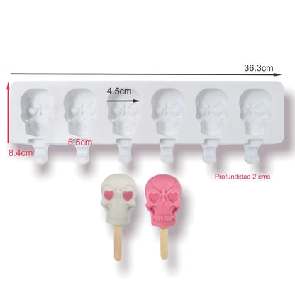 Molde Silicona Paleta Calavera x6cav
