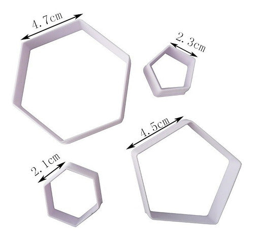 Cortadores Plásticos Hexágonos y Pentágonos x4und