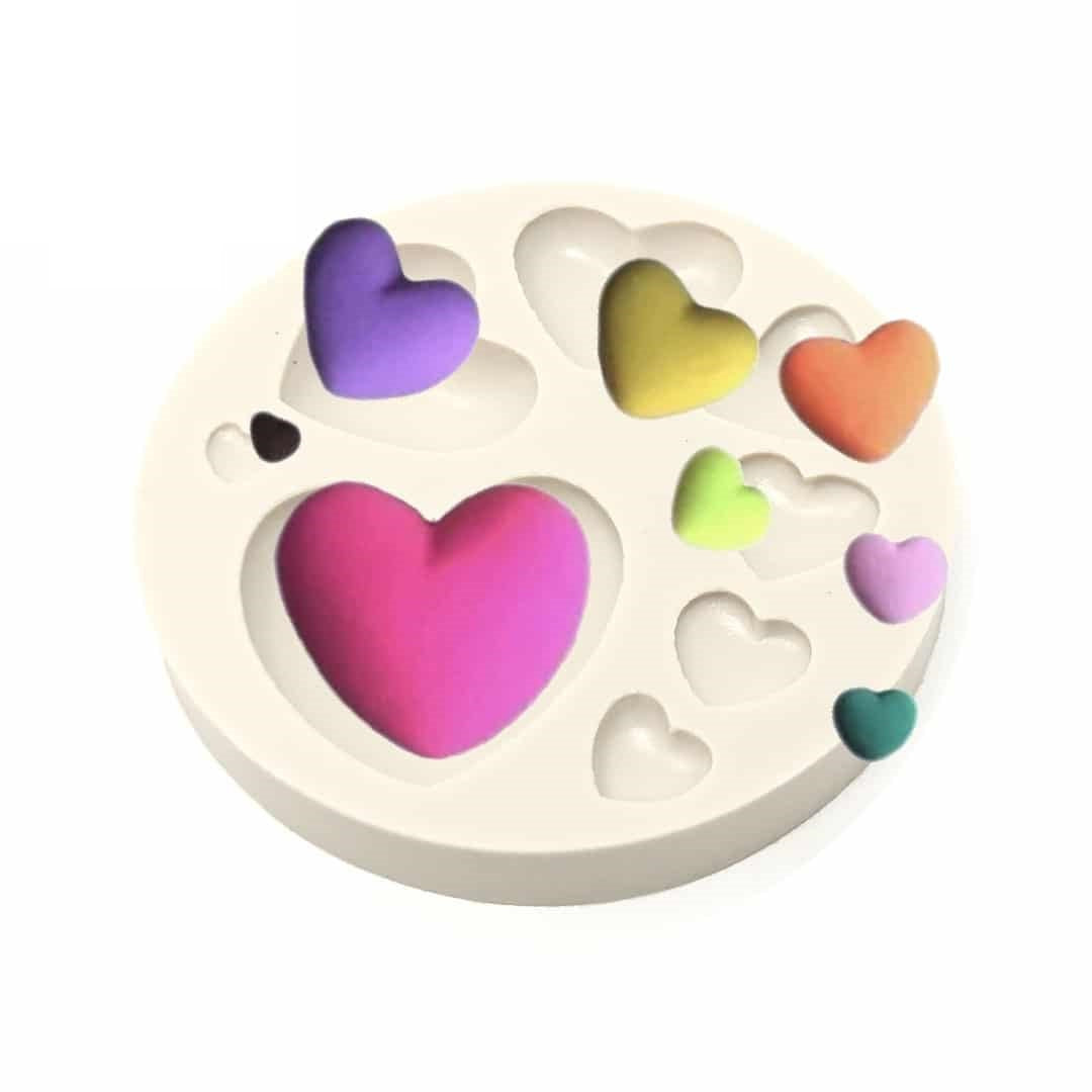 Molde Silicona Corazones Mini x8cav