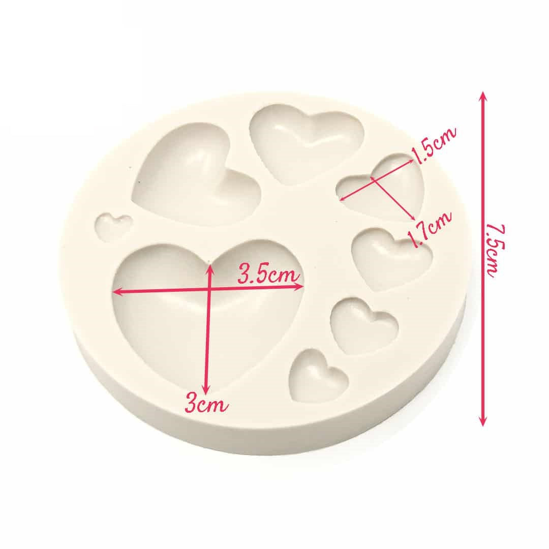 Molde Silicona Corazones Mini x8cav