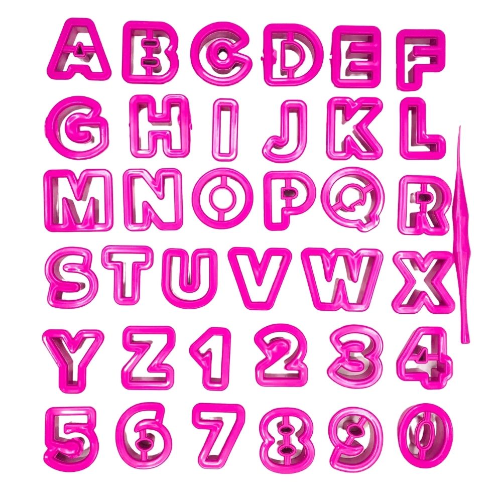 Cortador Plástico Alfabeto + Números 2cm